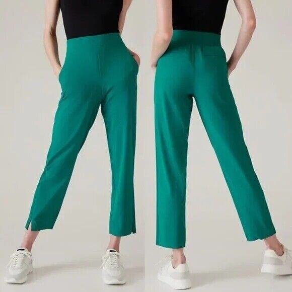 Athleta 2023 Brooklyn Ankle Pant Emerald Green Stretch Women's Size 10 Petite - Picture 13 of 13